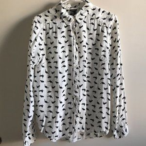 Forever 21 Long Sleeve Button Up Dinosaur Blouse